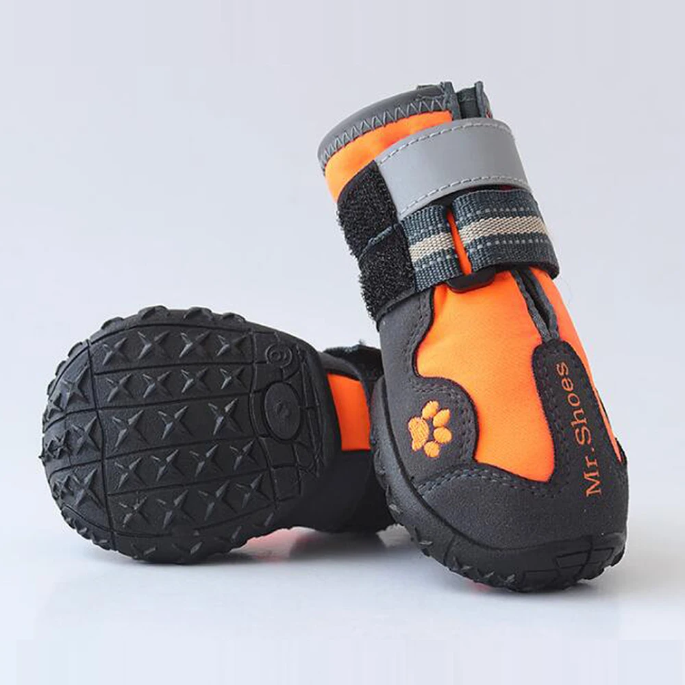 Vente Chaussures pour chien de compagnie pour la montagne de sport portable pour animaux de compagnie semelles en PVC imperméable à l eau bottes réfléchissantes pour chien parfait pour petit moyen grand chien