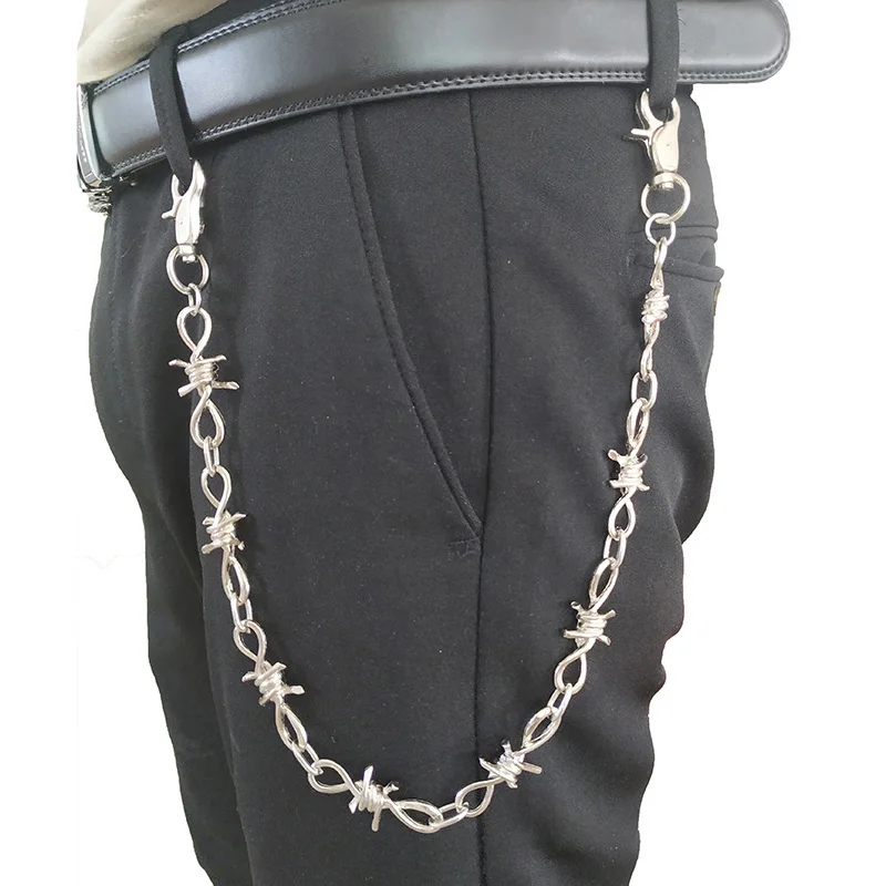 Rock punk metal thorns iron pants chain wallet chain necklace bracelet three-piece