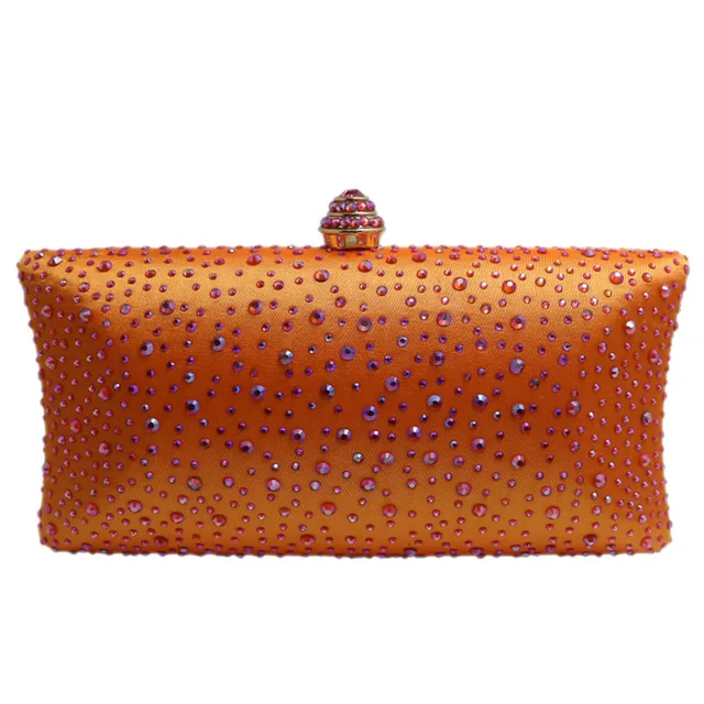 Hot Orange Crystal Clutch Evening Bags For Womens Party Hot Orange Crystal Clutch Evening Bags For Womens Party And Box