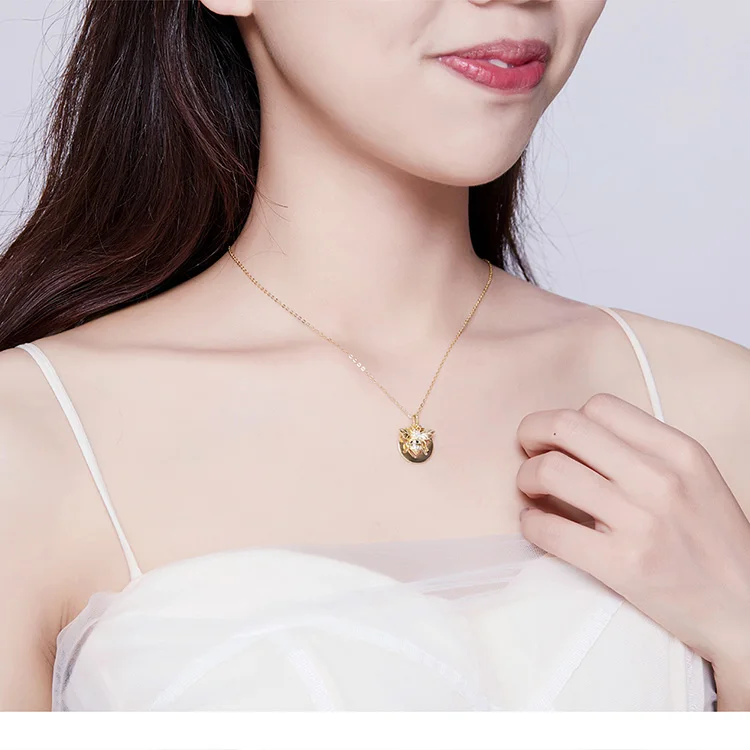 bamoer Queen Bee Gold Color Pendant Necklace for Women 925 Sterling Silver Chain Link Necklaces Korean Fashion Jewelry BSN080