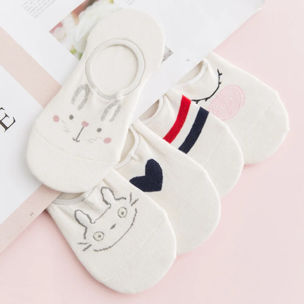 La MaxPa 5 пар мультфильм кошка лиса носки с милыми животными печати женские носки летние смешные короткие женские носки длиной до лодыжки хлопковые носки k480