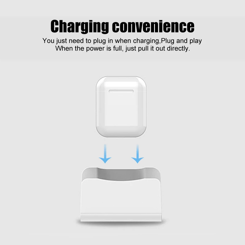 2 in 1 i7 i10 i12 TWS Charging Case Dock Desktop Table Holder Stand Station Charger for Apple Airpods i7 i10 TWS iPhone x 8 7 6