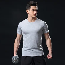 Мужская быстросохнущая Спортивная одежда для бега одежда для фитнеса или бодибилдинга компрессионные колготки стрейч с коротким рукавом Спортивная одежда Мужская футболка