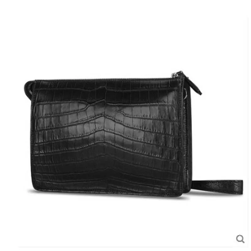 

Cestbeau has a full leather Nile crocodile belly purse crocodile leather hand bag large capacity clip bag black men clutch bag