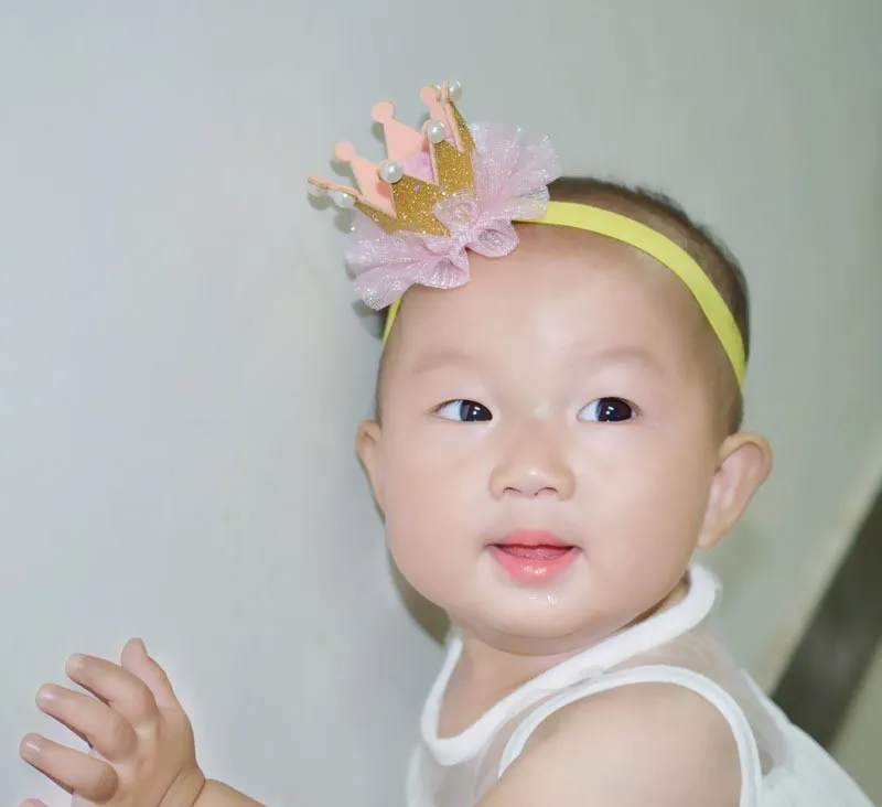 Дети девушка цветок корона принцессы ободок эластичные повязки для новорожденных аксессуары для волос Детские волос руководитель группы ободок для волос с орнаментом