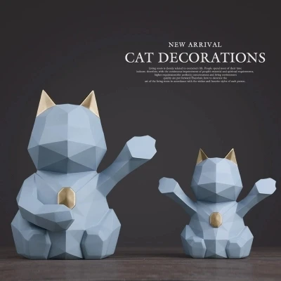 

Nordic Lucky Geometry Cat Figurine Home Decorative Home Decoration Creative Gift New House Ornaments