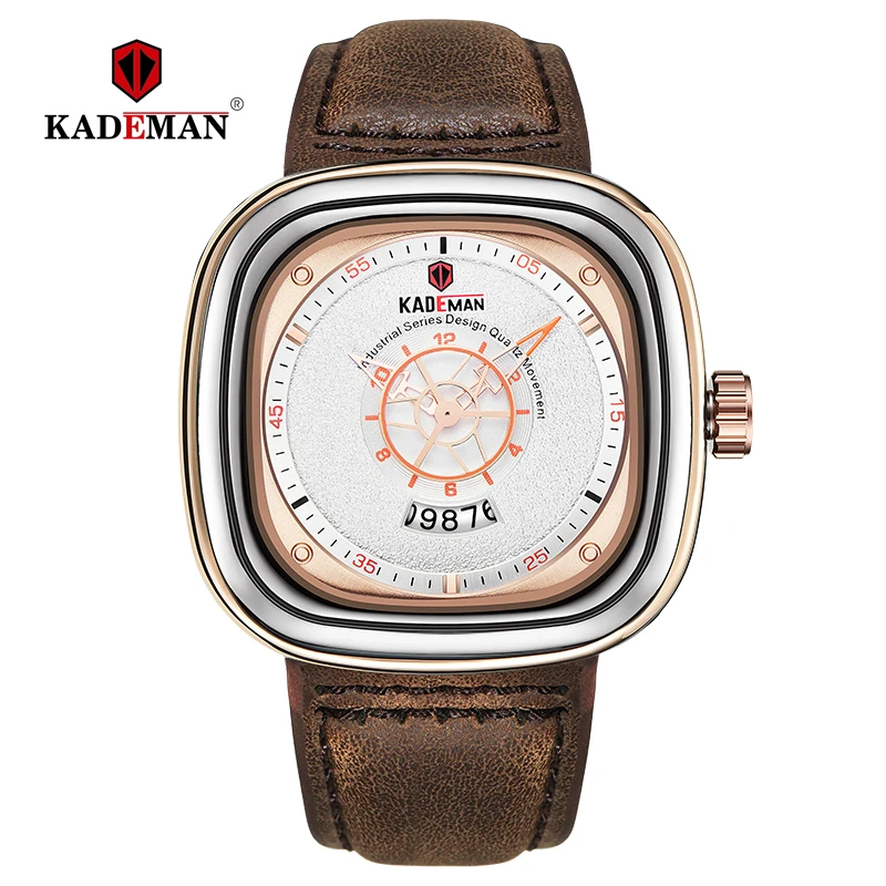 Топ бренд квадратные часы мужские спортивные часы Роскошные Звездные кварцевые наручные часы KADEMAN 3TAM Бизнес повседневные Relogio Masculino - Цвет: 9030-RGS-W-BN