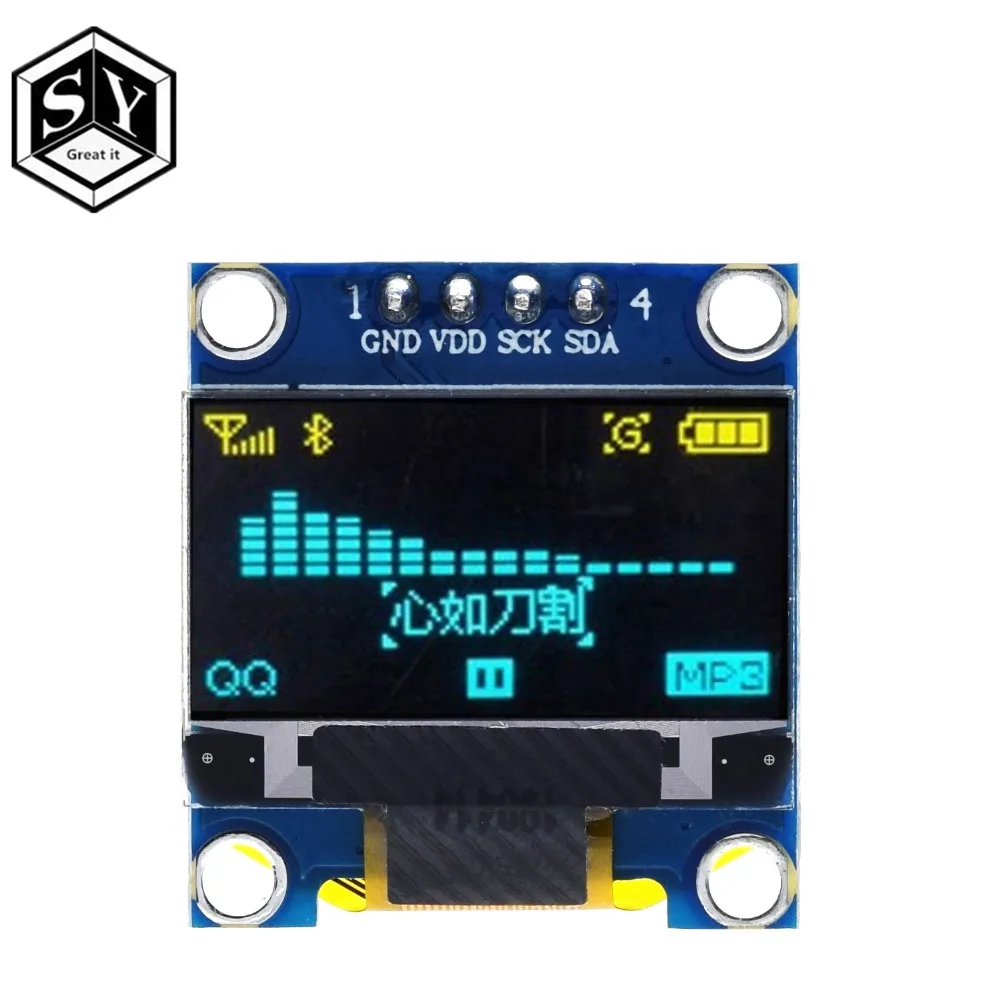 0,96 дюймов IIC Серийный желтый синий OLED дисплей модуль 128X64 IEC SSD1306 12864 плата с ЖК-экраном GND VCC SCL SDA для arduino