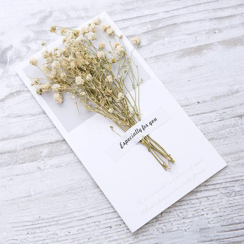 Gift Creative Dried Flowers+Papercard Folding Type 10PC Greeting Cards Christmas Birthday Party Wedding DIY Blessing Invitation - Цвет: 3