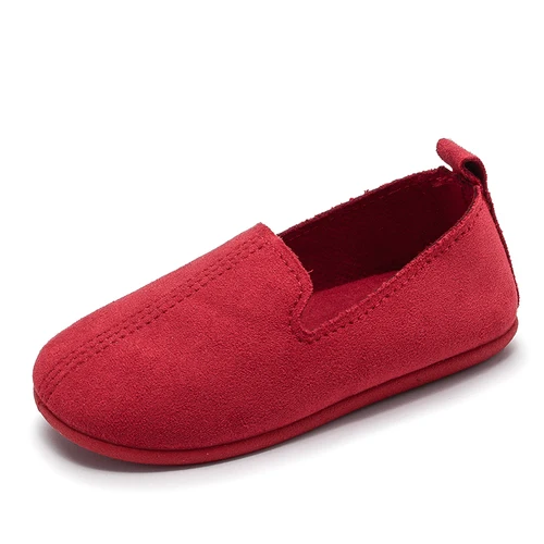 Новая детская обувь; Базовая модная повседневная обувь для девочек и мальчиков; удобные детские лоферы на плоской подошве без застежки - Цвет: pink