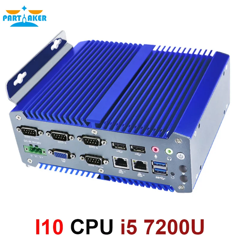 Безвентиляторный промышленный компьютер parcing DDR4 мини ПК с Intel Core i5 7200u 4 * COM 2 LAN USB3.0
