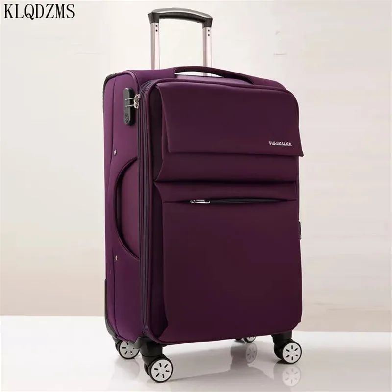 KLQDZMS 20/22/24/26/28 дюймов Марка Роллинг багажные наборы Спиннер высокой емкости Бизнес пароль на колесиках чемодан на колесах - Цвет: purple
