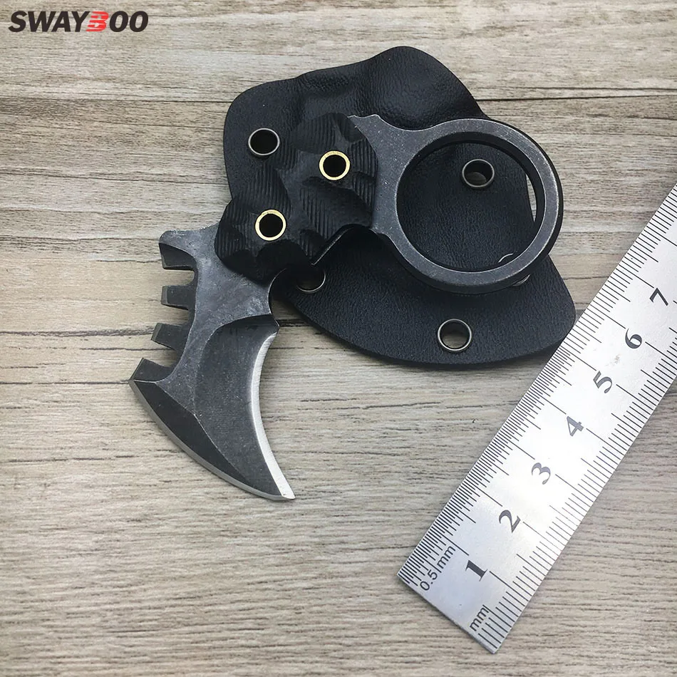 

Swayboo High Quality Camping Outdoor Karambit Knife Stainless Steel Mini edc Knife Faca Survival Knife Mcusta with cover