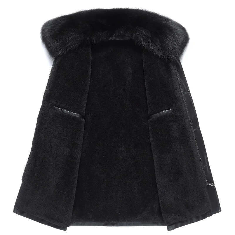 Новинка 100% роскошная Зимняя Теплая мужская кожаная куртка chaqueta cuero hombre