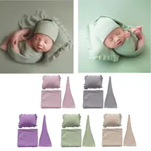 3 шт./компл. Новорожденный Фотография реквизит Младенческая Сонная Шапочка+ обертка+ набор подушек Студийная фотосъемка аксессуары
