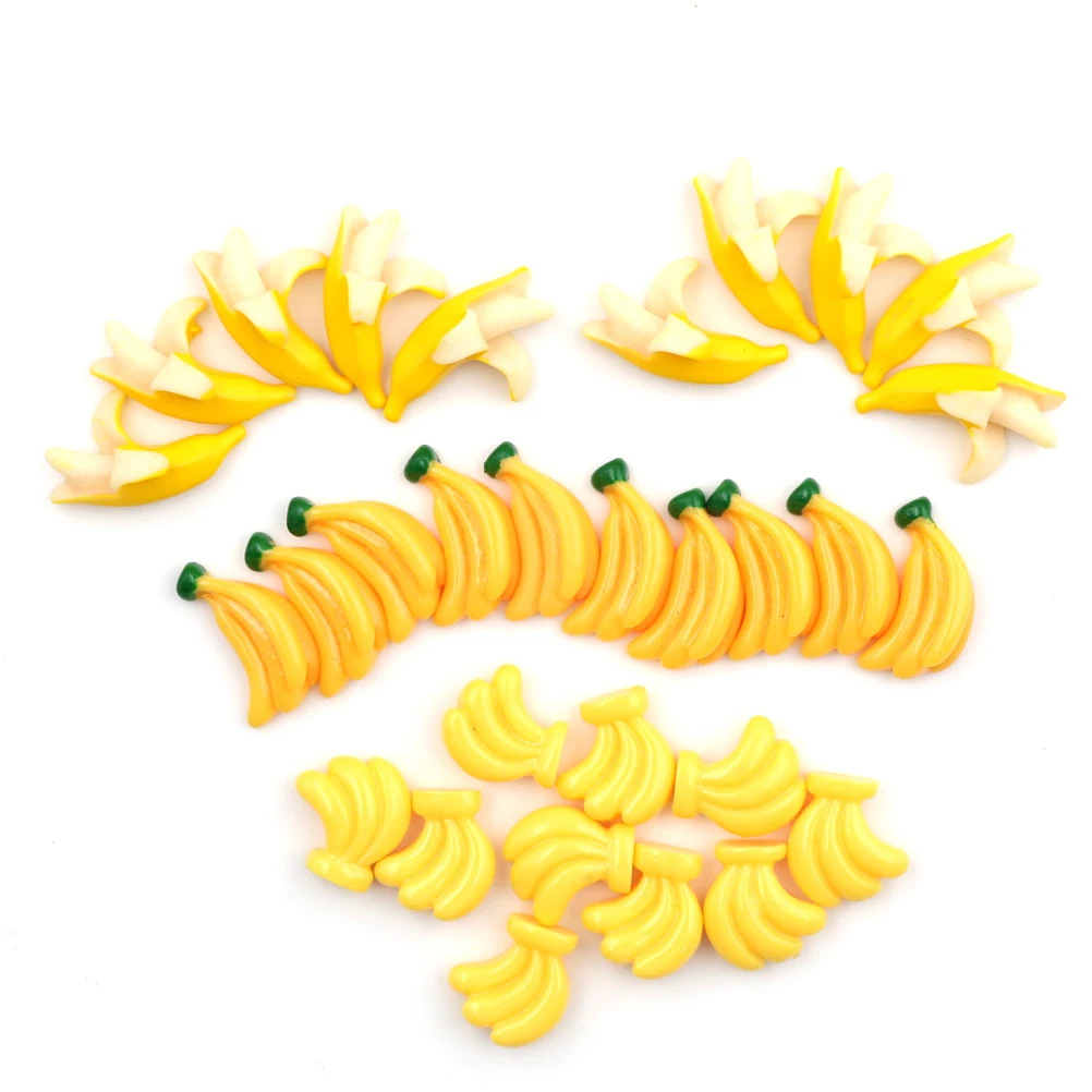 

5Pcs DIY Embellishment Accessories Play DollHouse Toy Resin Artificial Fake Miniature Food Yellow Banana Kawaii