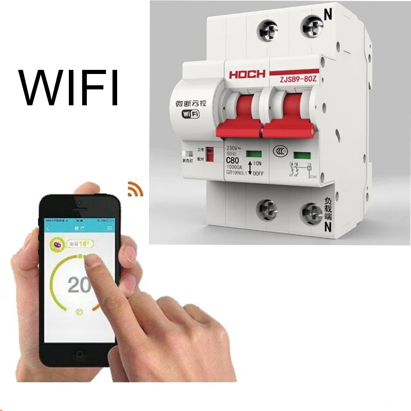 

2P 40A 63A Remote Control Timing Switch Delay Set Function Automatic Lock Intelligent Recloser Wifi Circuit Breaker