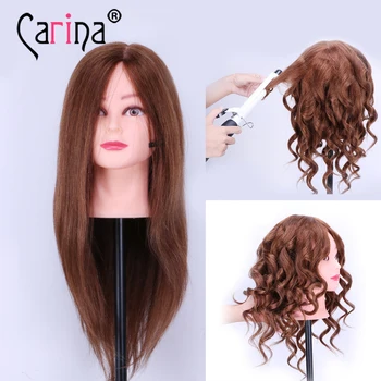 

45cm 100% Human Hair Mannequins For Sale Hairdressing Doll Heads For Hairstyle Mannequin Head Hairdresser Training Dummy Manikin