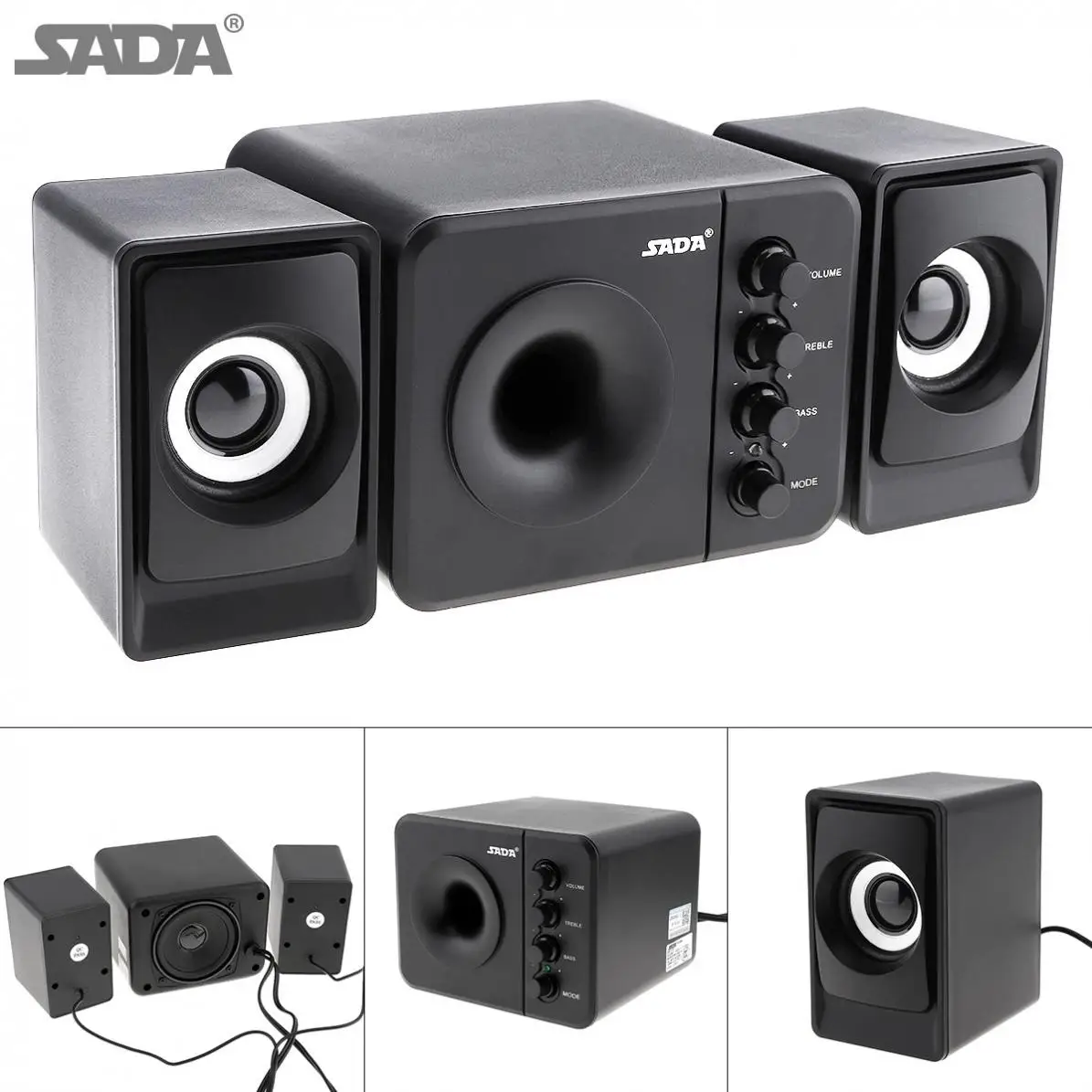 

SADA D-205 Portable Bluetooth 3W USB2.0 Subwoofer Combination Speakers with 3.5mm Audio Plug and USB Power Plug