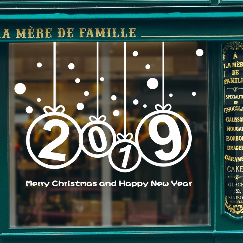 

2019 Christmas Happy New Year Removable Home Vinyl Window Wall Stickers Decal Decor bathroom wall stickers for home decoration