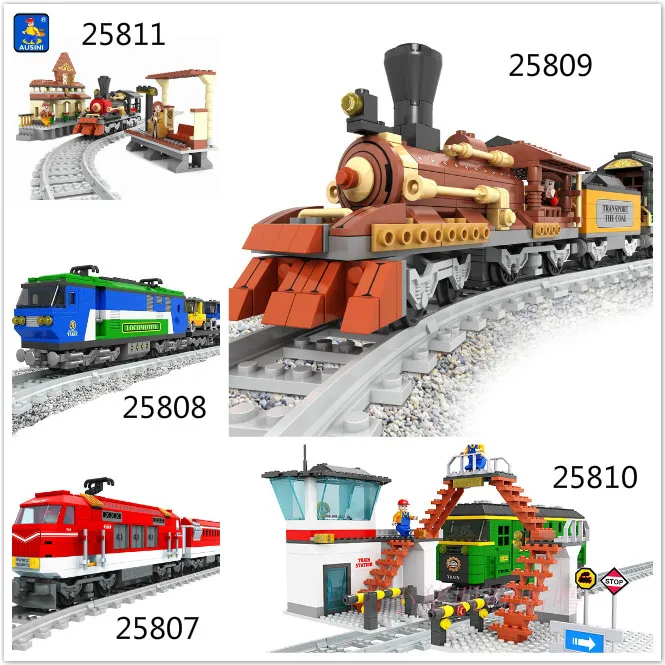 

Model building kits compatible with lego ausini train succession2 3D blocks Educational model building toys hobbies for children