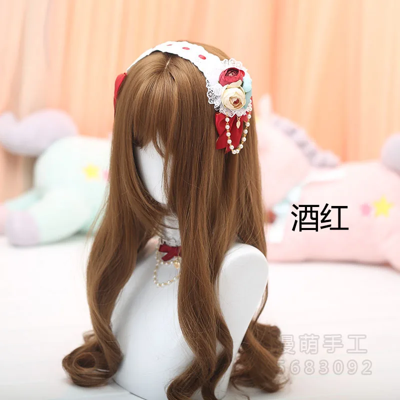 

Japanese soft sister lolita lolita flowers pill Mary tire hand made beads kc hair hoop hair accessories