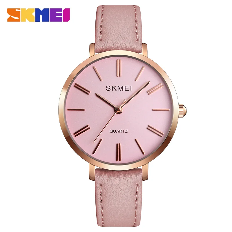 

SKMEI Clock Women's Watches Quartz Luxury Water Resistant Leather Strap Female Wrist Watch Women Watches relogio feminino 1397