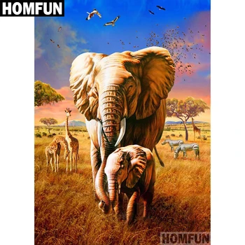 

HOMFUN Full Square/Round Drill 5D DIY Diamond Painting "Forest elephants" 3D Embroidery Cross Stitch 5D Decor Gift A00564
