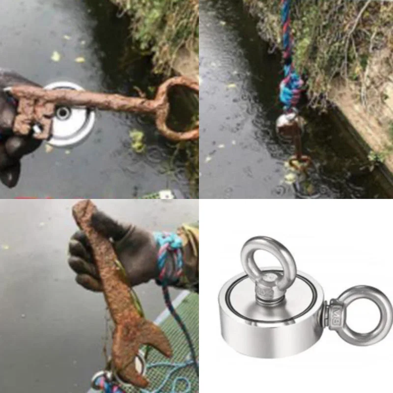 

Salvage Magnet Strong Magnetic Double Sides 80/120kg Hanging Ring for Underwater TN88