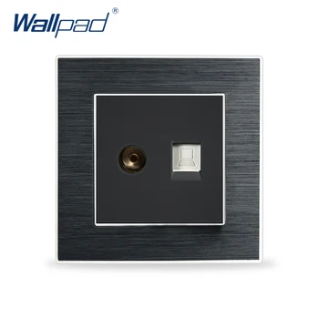

Computer & Television Socket Wallpad Luxury Satin Metal Panel Electric Wall TV & Data Socket Electrical Outlets For Home