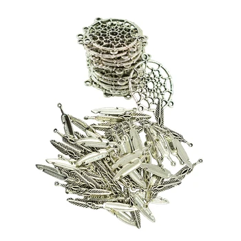 

120pcs Vintage Tibetan Silver Feather Dream Catcher Design Charms Pendants for DIY Making Earrings Necklace Bracelet Jewelry