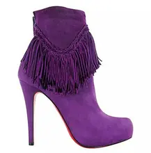 Botas de mujer Zapatos de Mujer 2016 Barato de La Borla de Tacones Delgados Altos Ladies Boot Botas Mujer Botas Para Mujer de Invierno Botas de Moda Sexy