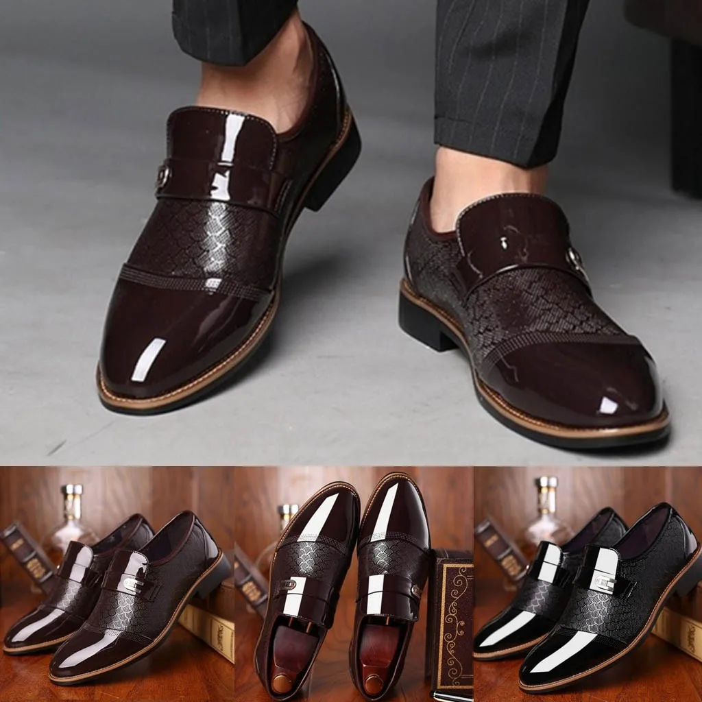 Leather Oxford Business Men Shoes Pointed Toe Slip-on Formal Shoes Men Shoes Pointed Toe Men Dress Shoes For Wedding Size 39-47
