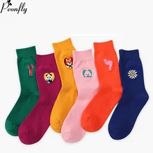 PEONFLY милое животное Фламинго хлопок забавные пары носков Harajuku Crew повседневные счастливые носки для женщин Фламинго женские носки