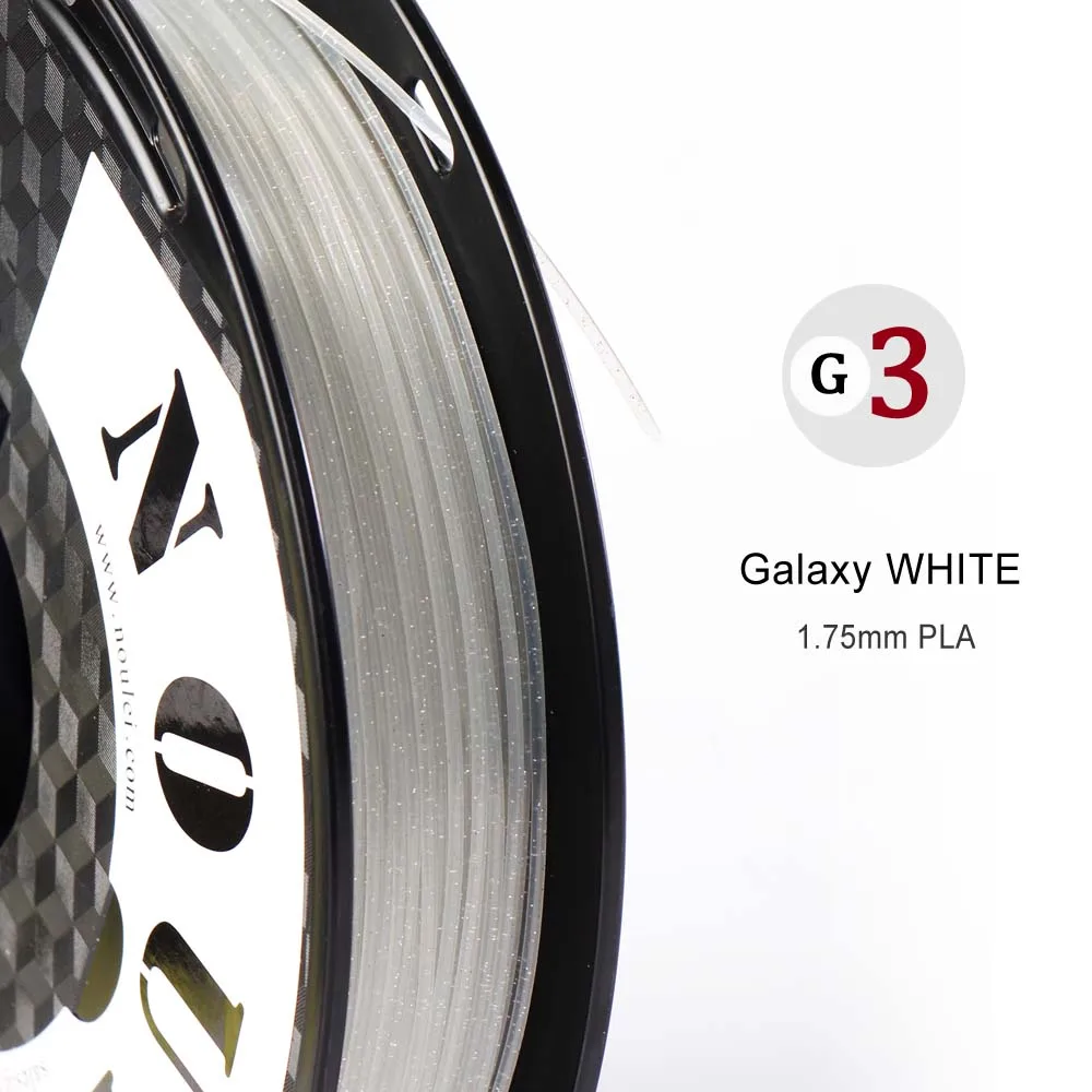 9 3 NOULEI 3d Printing Filament PLA with Crystal texture glittering Galaxy WHITE