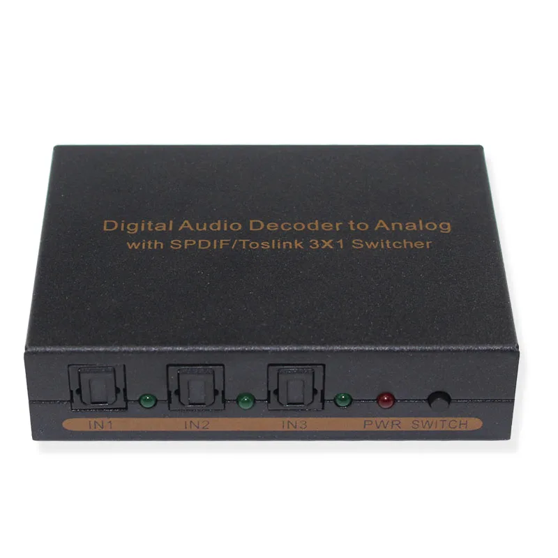 Digital to Analog Optical Audio Switch Decoder SPDIF TOSLINK Optical Audio 3x1 Switcher with L F Headphone