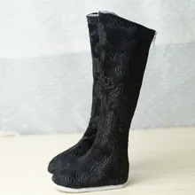 Черная древняя Женская китайская обувь с вышивкой сапоги для 1/3 2" 1/4 17" 44 см MSD высокие BJD куклы DK DZ AOD DD куклы