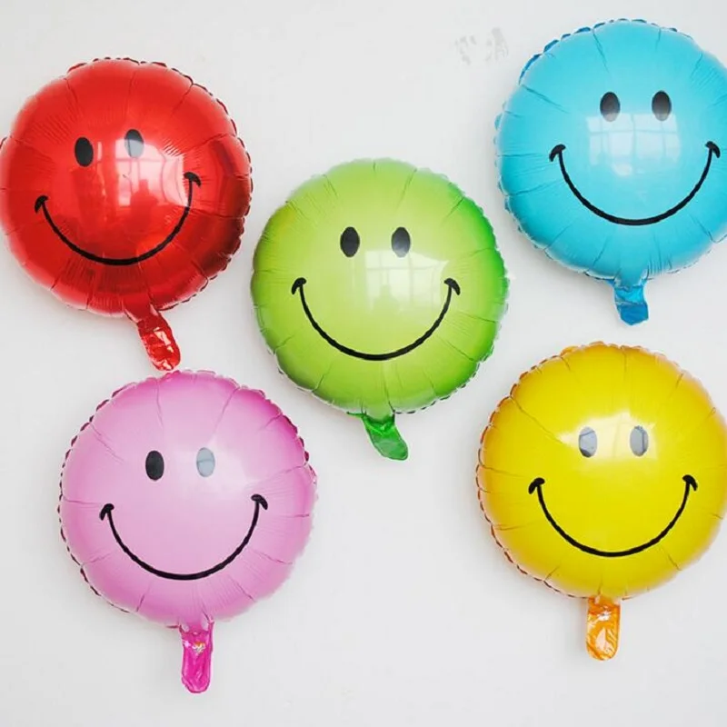 5 шт. 18 дюймов улыбающееся лицо воздушный шар из фольги шар баллон гелия на день рождения Свадебная вечеринка украшения Дети balony воздушные шары для детского душа - Цвет: Многоцветный