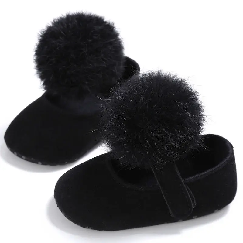 Зимние теплые ботинки для новорожденных девочек; милая обувь принцессы из мягкой кожи для малышей; Новое поступление; ботинки для девочек - Цвет: Черный