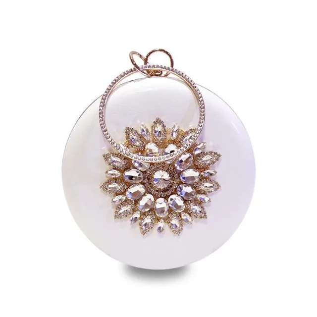 2021 round shaped evening clutch luxury diamond sunflowers banquet bags with chain clutch purse for ladies MN759 white