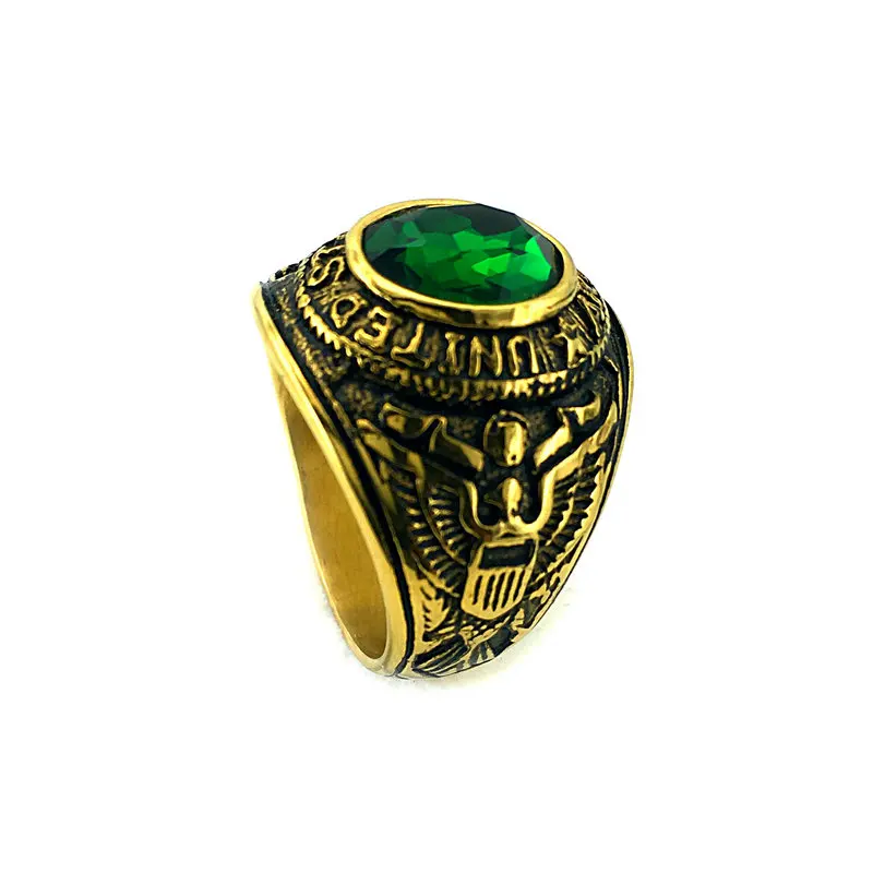 

Golden Stainless Steel US Navy Commemorative Ring Vintage Ring