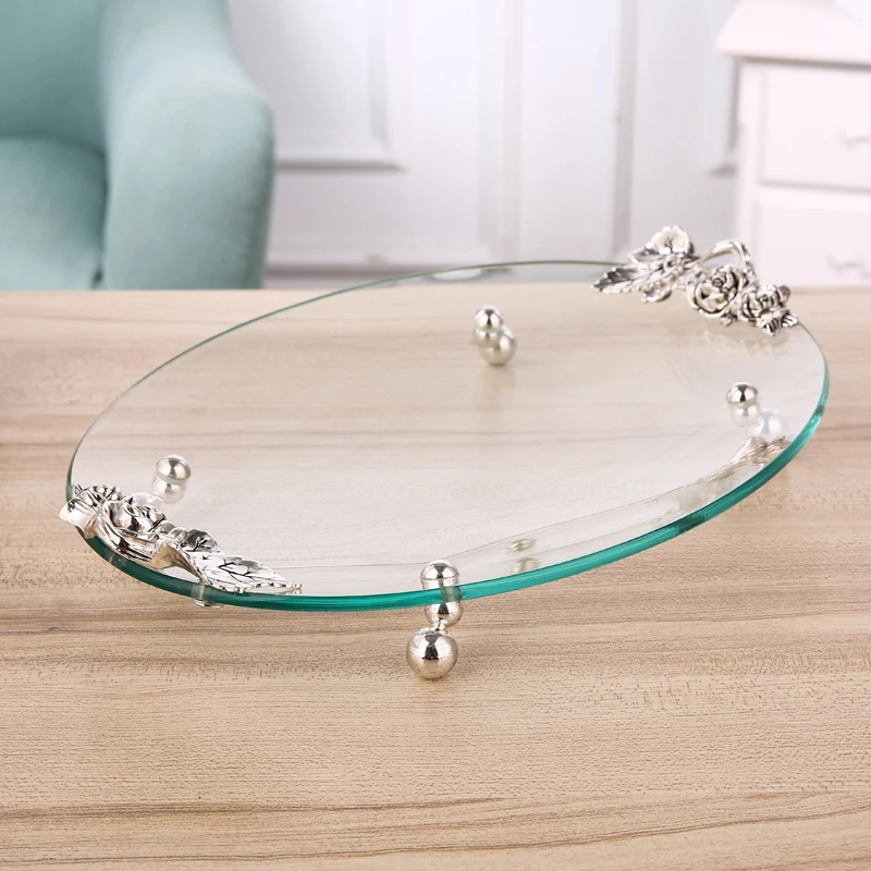 

Creative European style Fruit tray Home living room desktop storage organization Candy dish Fruit basket Transparent glass Gold