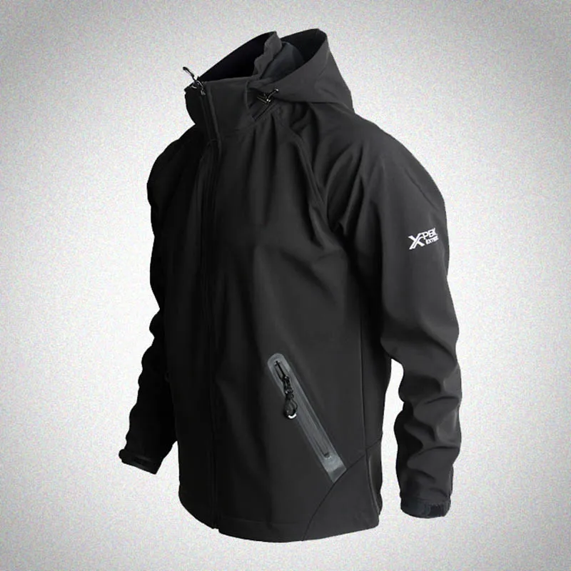 Спортивные куртки из материала софтшелл, сетчатая дышащая быстросохнущая ветрозащитная куртка для кемпинга, пеших прогулок, Мужская брендовая куртка для походов на открытом воздухе - Цвет: Black