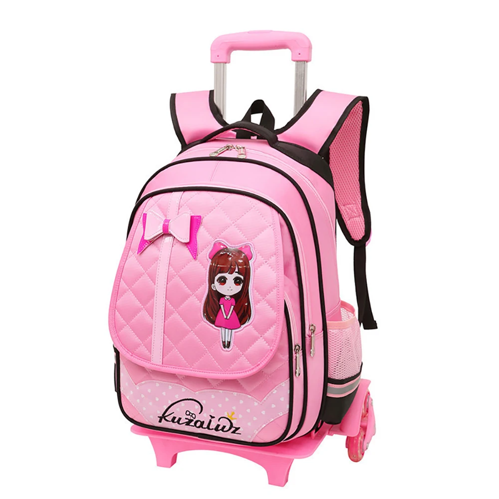 New Removable Children School Bags with 6 Wheels for Girls Trolley