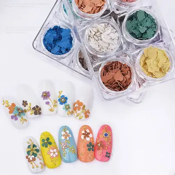 

6 colors professional nail art decoration set 3D irregular mineral patch Flower mica pieces glitter Japanese nail art set kit
