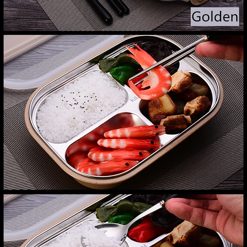 ONEUP stainless steel Lunch box Eco-friendly Wheat Straw Food container with cutlery Bento Box With Compartments Microwavable 17