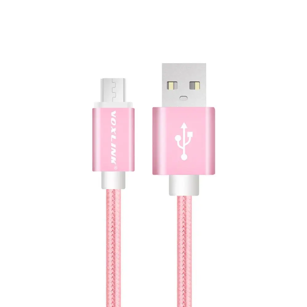 VOXLINK Micro USB упаковка из 10 шт. кабель USB 5V 2.4A зарядный кабель для передачи данных мобильный телефонный кабель для зарядки и передачи данных для samsung S8 9 Huaiwei Xiaomi mi8 Meizu LG - Цвет: Pink-10Pack