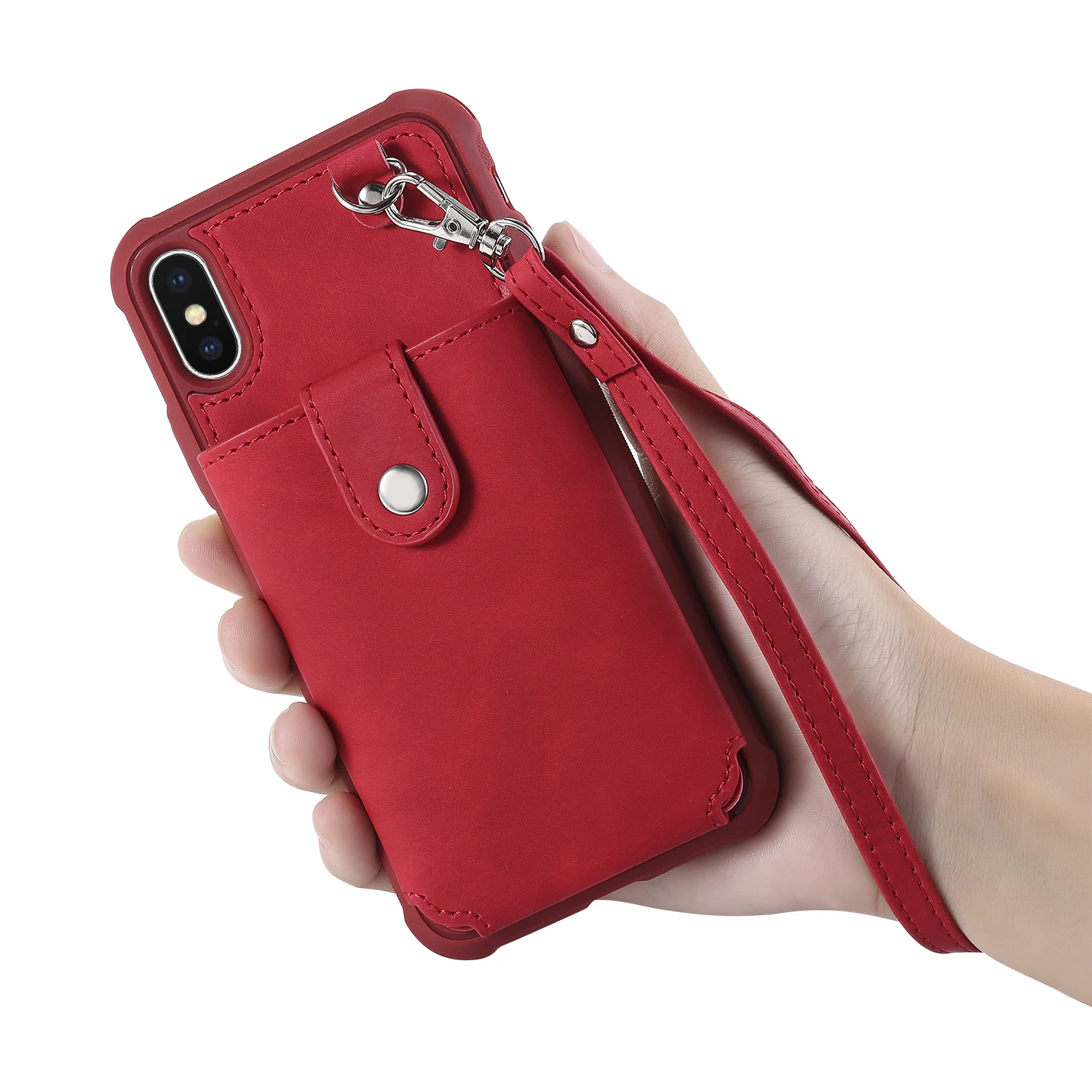 Кожаный чехол с зеркалом для Iphone XR X XS MAX 8 7 Plus samsung Galaxy Note 9 S9 S8 подставка сo шнуром