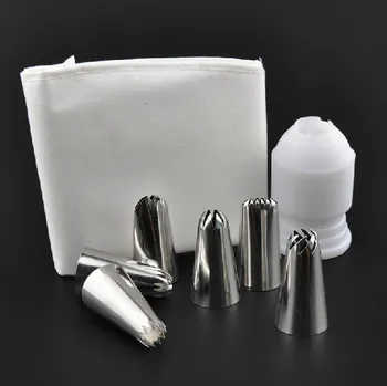 

Good Mini Cake Gadget Set!!Cake Fondant Pastry Icing Cream Decorating Bag Piping Nozzles 6 Coupler Cake Tools