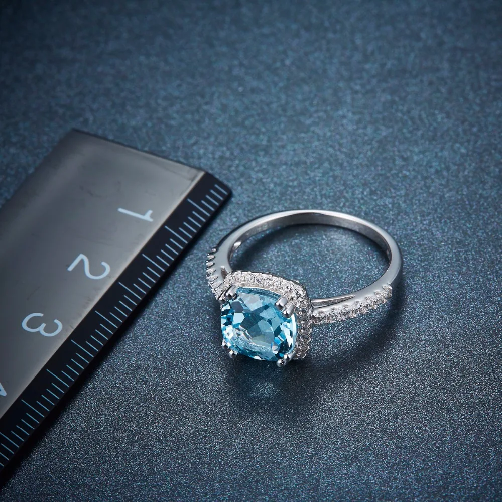 Hutang обручальное кольцо 3.04CT натуральный Небесно Голубой топаз твердый